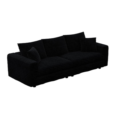 Deep Seat Convertible Sofa With Soft Pillows And Ottomans