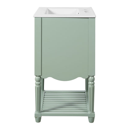Wave Design Bathroom Vanity With Sink, 2 Drawers And Open Shelf