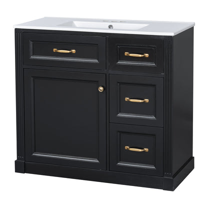 Modern Bathroom Vanity With Sink, 4 Drawers, Soft-Close Door, Adjustable Shelf