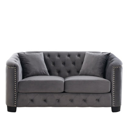 Modern Chesterfield Sofa With Tufted Backrest For Living Room