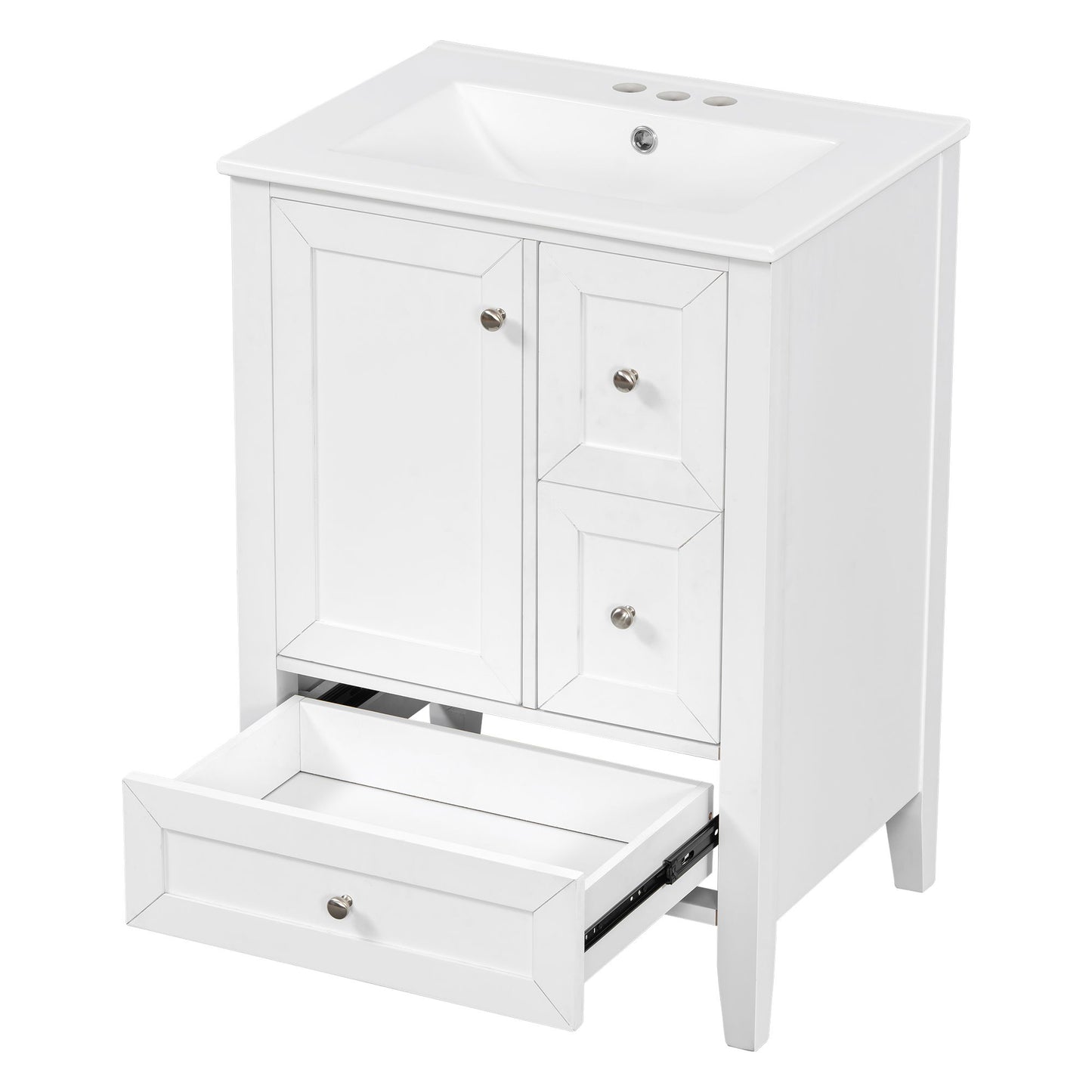 Modern Bathroom Vanity With Sink, Freestanding Cabinet With Drawers And Shelves