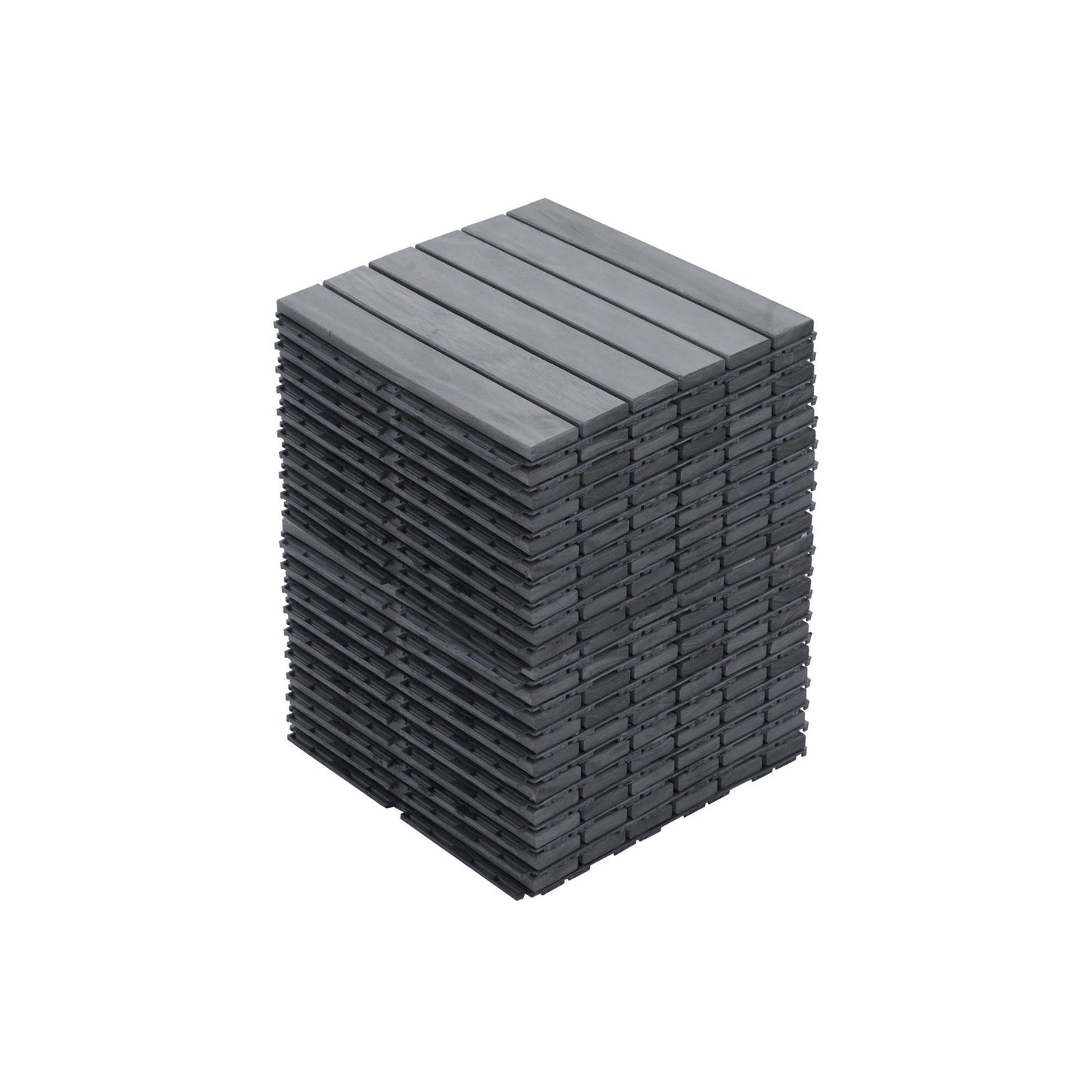 Interlocking Deck Tiles Striped Pattern, Waterproof Anti Mildew Brown