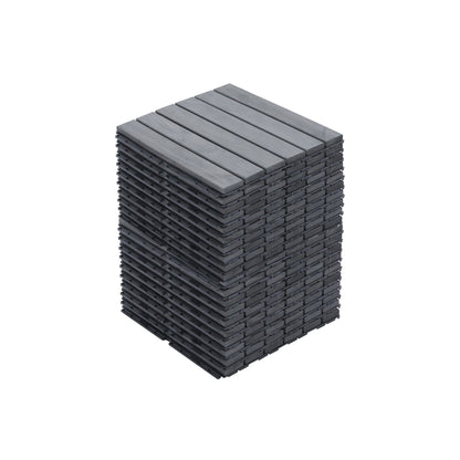 Interlocking Deck Tiles Striped Pattern, Waterproof Anti Mildew Brown