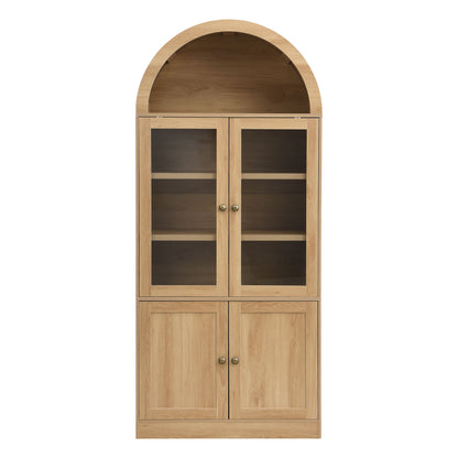 Tall Arched Top Storage Cabinet With 5 Tier Shelves, Soft Close Hinges