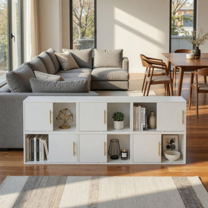 Cube Storage Organizer With Sliding Door Stackable Modular Bookshelf & Storage Cabinet - White