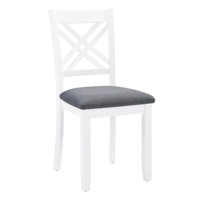 6 Piece Kitchen Dining Set, Rectangular Dining Table With 4 Upholstered Chairs And Bench - Gray / White
