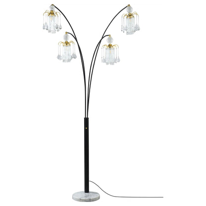 Marcos - Hanging Crystal Arc Tree Floor Lamp With Sculptural Frame - Black