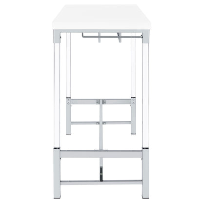 Tonneson - Bar Table With Trestle Base And Wine Storage - White