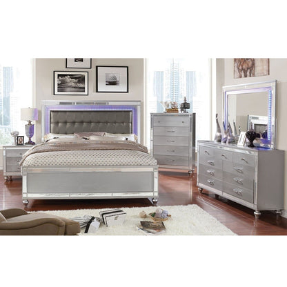 Contemporary Nightstand With Crocodile Textured Trim