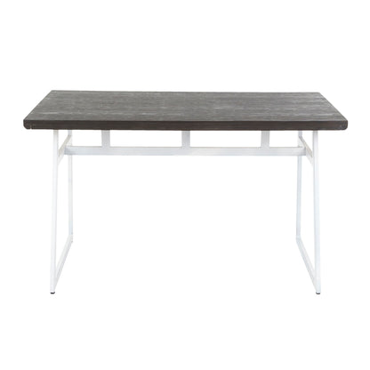 Geo - Industrial Dining Table - Vintage White / Espresso