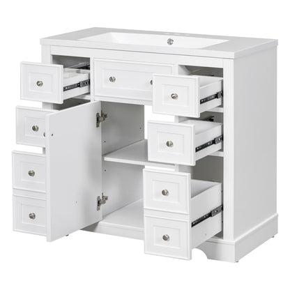 Modern Bathroom Vanity With Sink Combo, 6 Drawers And 1 Cabinet