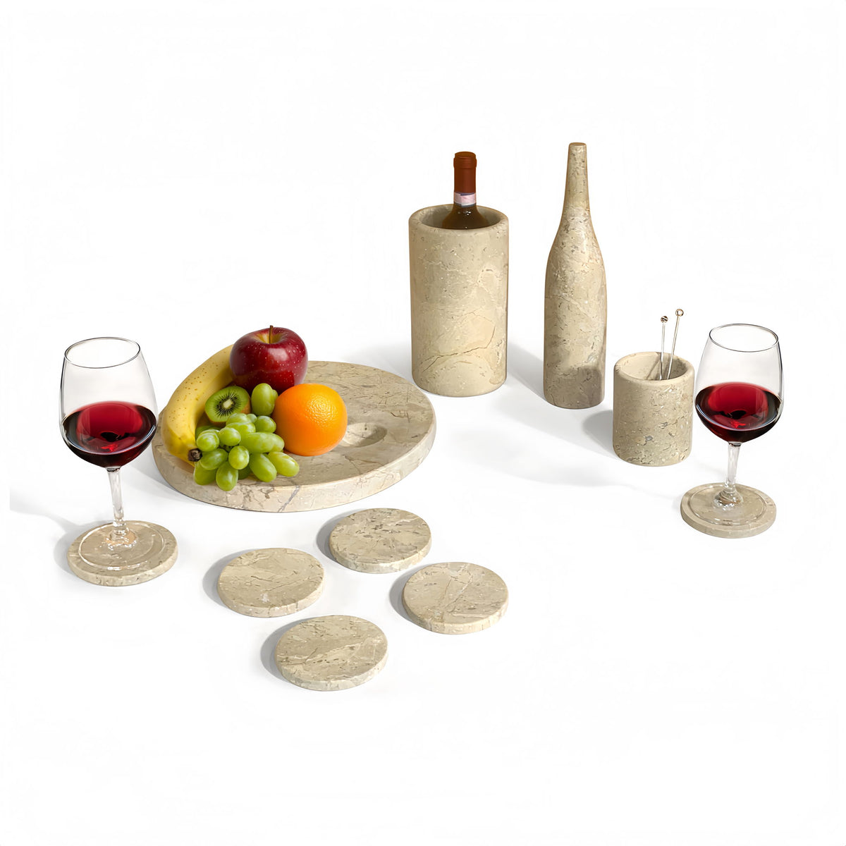 10 Pieces Luxury Natural Marble Dining Room Accessories Set