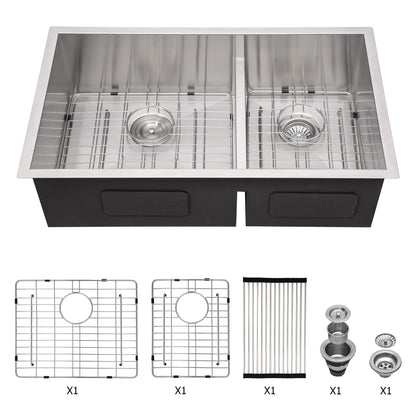 Modern Double Bowl Undermount Sink Design With 10" Deep Basins