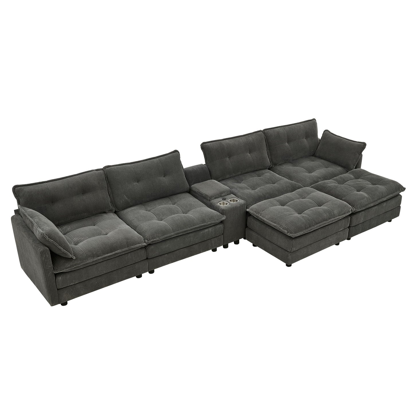Oversized Modular Sectional Sofa With Multi Functional Console