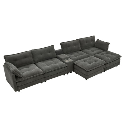 Oversized Modular Sectional Sofa With Multi Functional Console