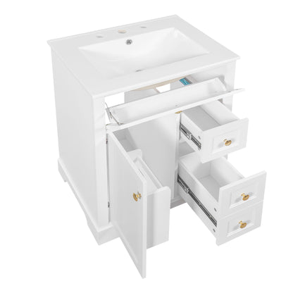Modern Bathroom Vanity With Sink, 3 Drawers & Cabinet With 2 Tier Door Storage