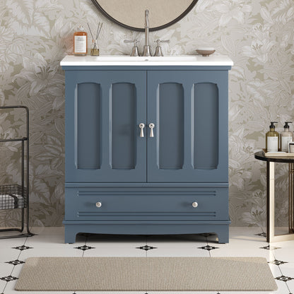 Bathroom Vanity With Sink, Cabinet With Adjustable Shelf And Drawer Divider