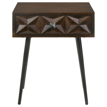 Gibson - Coffee 1 Drawer Rectangular Side Table With Angled Legs - Coffee