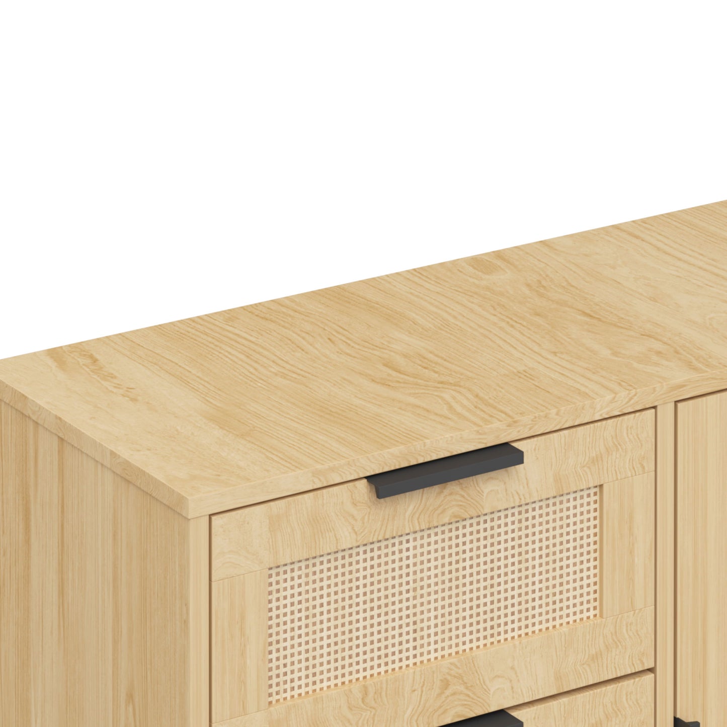 Dresser With Drawers And Adjustable Shelf - Antique Natural / Rattan