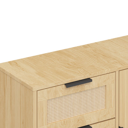 Dresser With Drawers And Adjustable Shelf - Antique Natural / Rattan