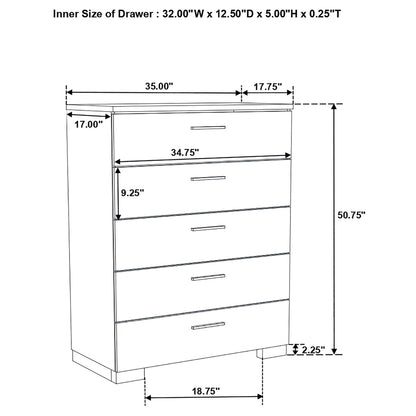 August - 6 Piece Queen Panel Bedroom Set With LED Lighting - White
