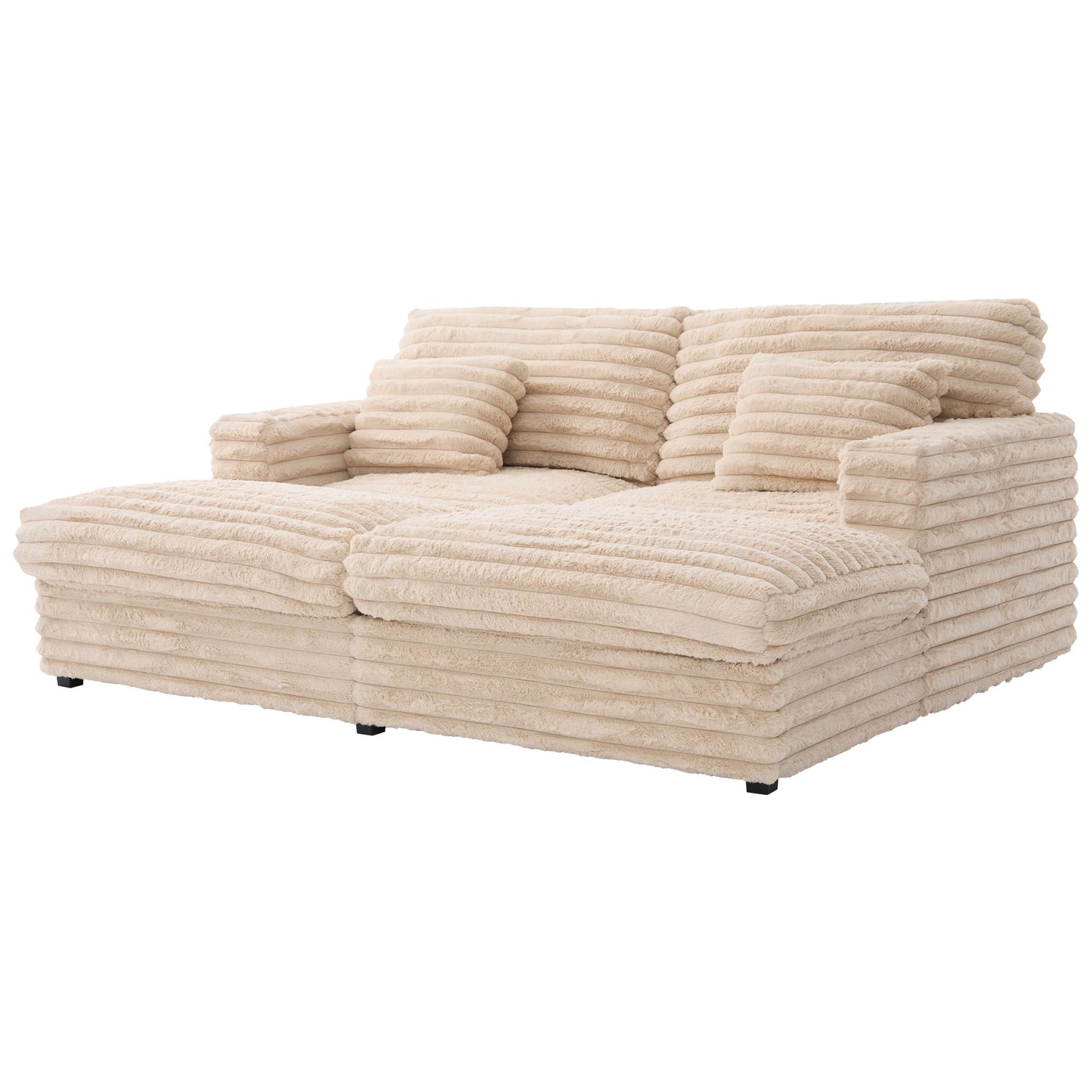 Oversized Double Chaise Lounge Sofa With USB Ports And Cup Holders