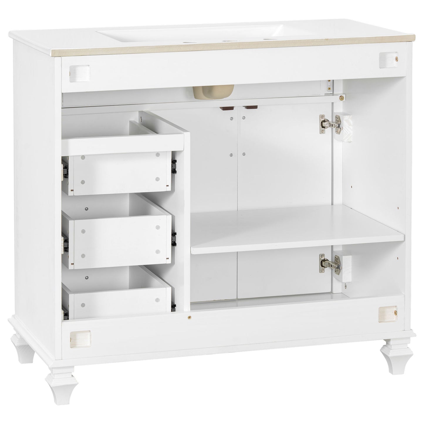 Modern Bathroom Vanity With Sink, 3 Drawers & 2 Doors