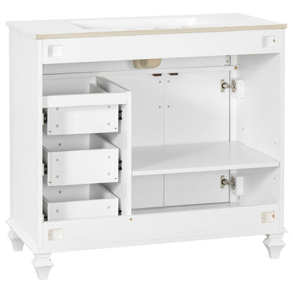 Modern Bathroom Vanity With Sink, 3 Drawers & 2 Doors