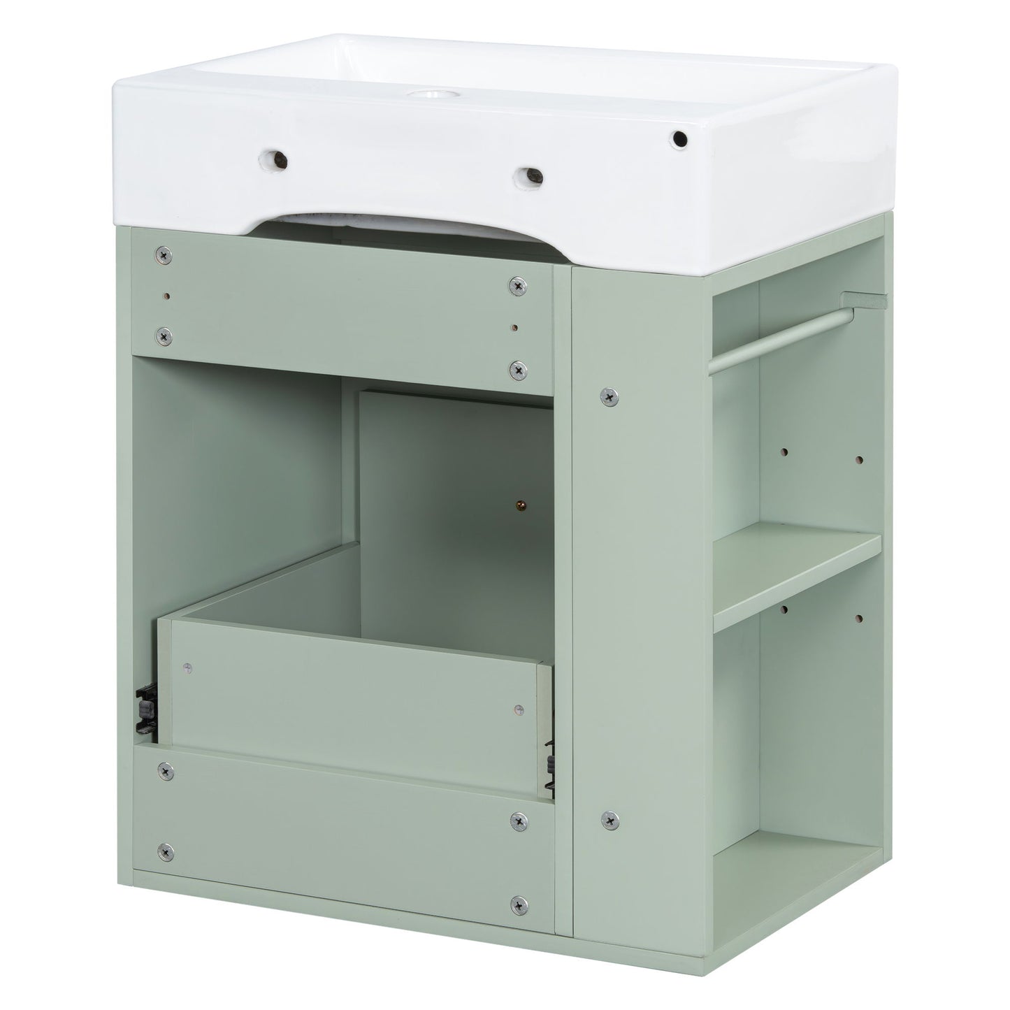 Modern Bathroom Vanity With Sink, Storage Cabinet, Drawer & Side Shelf