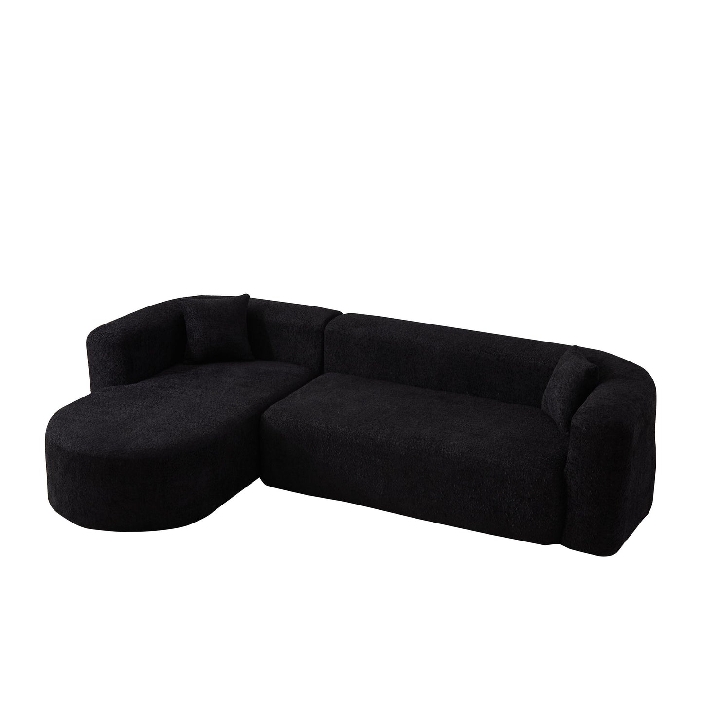 L - Shape Boneless Cloud Couch With 2 Throw Pillows For Living Room