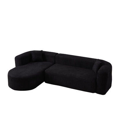 L - Shape Boneless Cloud Couch With 2 Throw Pillows For Living Room