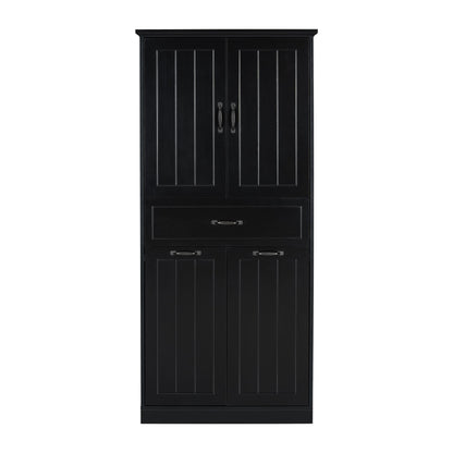 Modern Bathroom Storage Cabinet With Two Laundry Baskets, One Drawer, Adjustable Shelf