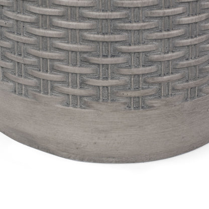 Outdoor Lightweight End Table Round Concrete Outdoor Side Table - Natural