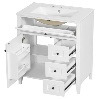 Bathroom Vanity With Sink, 3 Drawers And Adjustable Shelf