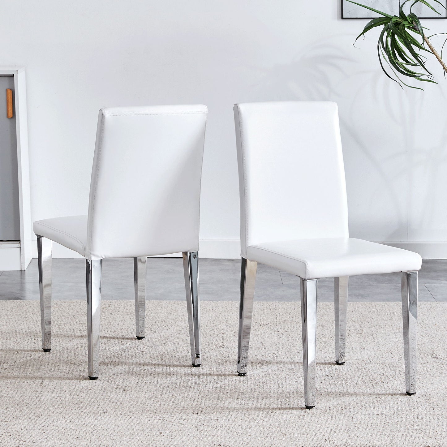 Elegant Upholstered Chairs & Metal Legs
