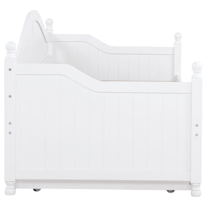 Twin Daybed With Trundle Storage Bed - White