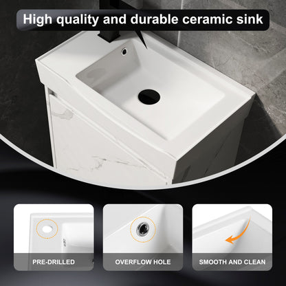 Modern Bathroom Vanity With Ceramic Basin, Wall Mounted Floating Sink Combo, Storage Cabinet