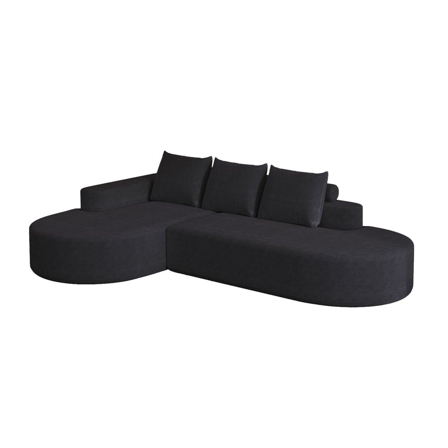 Modern Curved Sofa, L-Shaped Modular Sectional Set With 3 Pillows