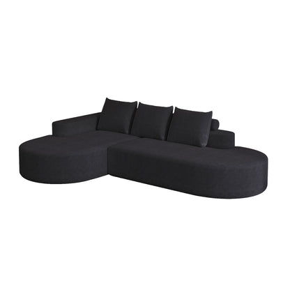 Modern Curved Sofa, L-Shaped Modular Sectional Set With 3 Pillows