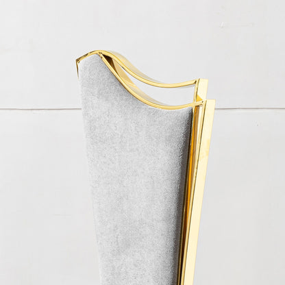 Gorgeous Streamlined High Back Fabric Stainless Steel Dining Chair (Set of 2) - Gold / Gray