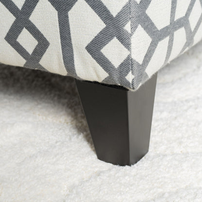 Quotient - Upholstered Storage Ottoman With Tapered Block Feet - Gray / White