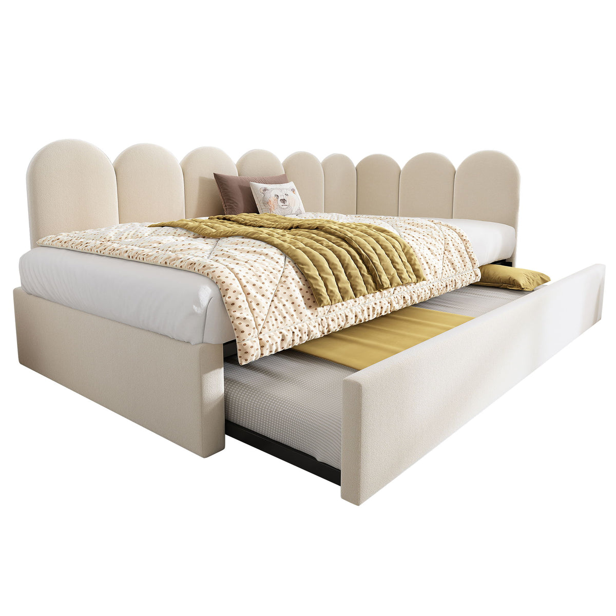 Upholstered Daybed With Metal Slatted Base