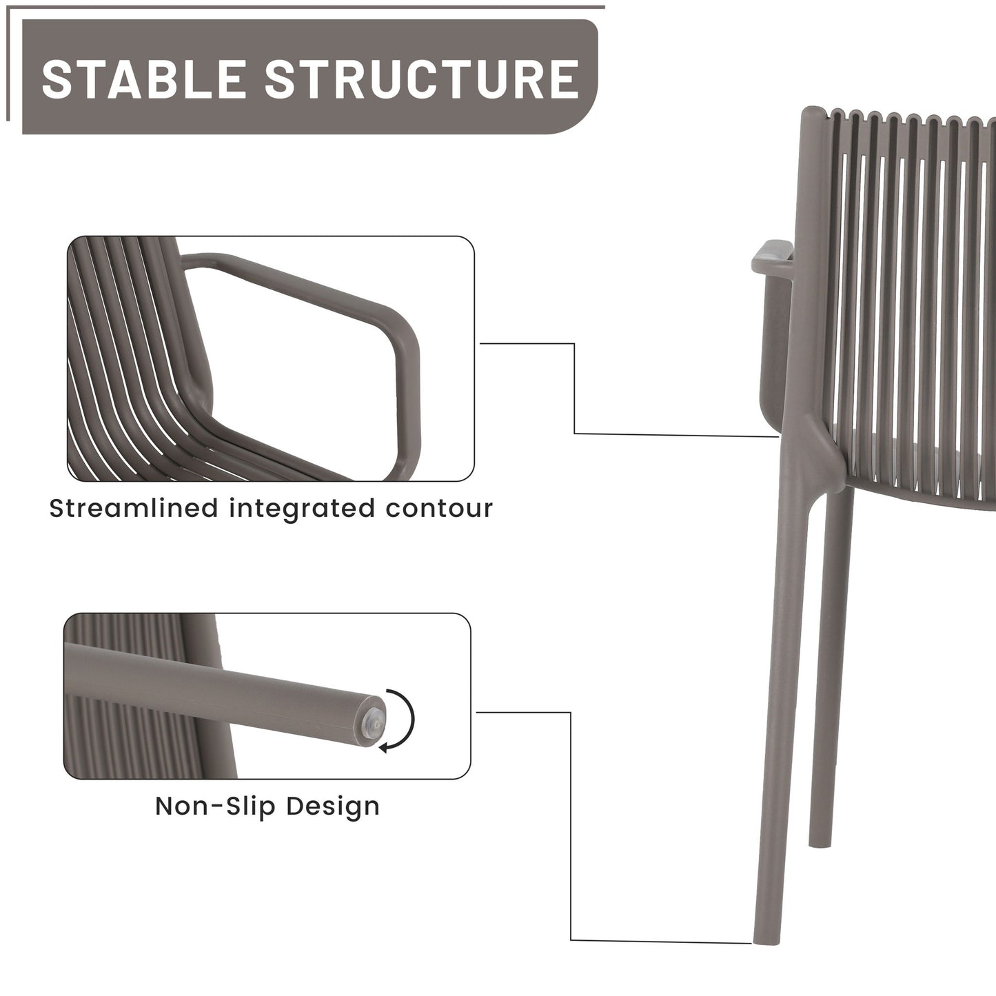 4 Modern Stackable Plastic Armchair Matched With Folding Square Table