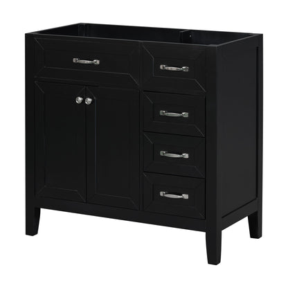 Modern Bathroom Vanity Base Only, 2 Doors And 3 Drawers