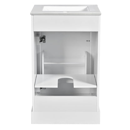 Elegant Bathroom Vanity With Ceramic Sink, Soft Close Door, Adjustable Shelf