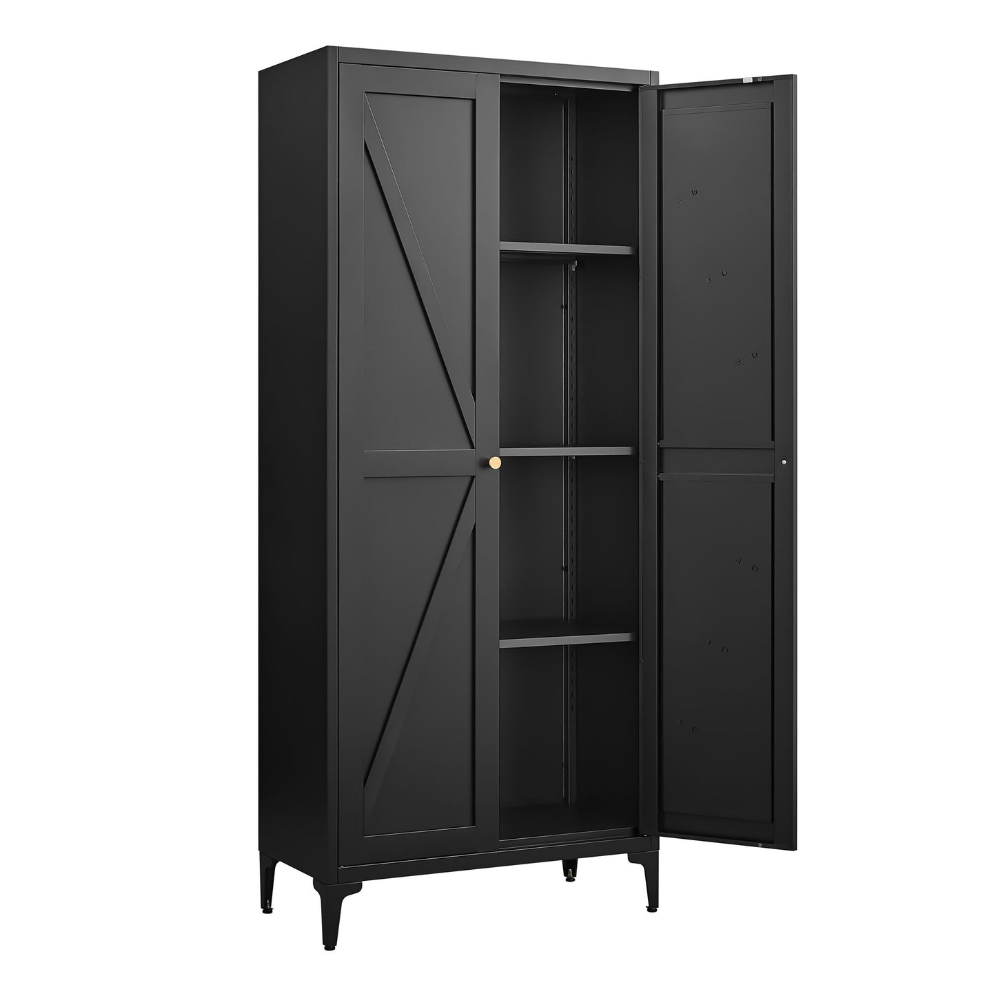 Adjustable 2 Door Kitchen Pantry Cabinet With Striped Design