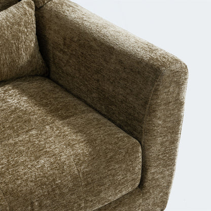 Modern Accent Chair, Arm Chairs For Living Room, Upholstered Mordern Armchair, Comfy Soft Padded Lounge Chair In Small Space, Bedroom, With Pillow, Solid Wood Leg