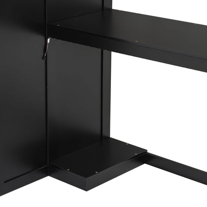 Gaming Loft Bed With Desk And Storage, LED Lights