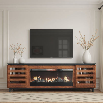 Fireplace TV Stand Console For TVs Up To 100" - Black / Bourbon