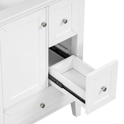 Modern Bathroom Vanity With Sink, Freestanding Cabinet With Drawers And Shelves